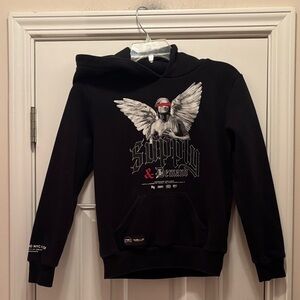 NWOT Supply & Demand Black Graphic Hoodie with Angel Design